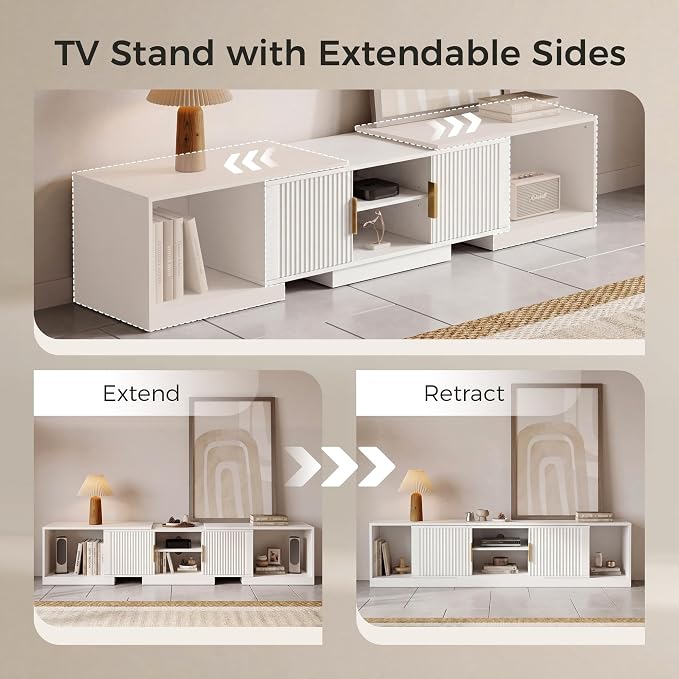 IRONCK TV Stand for 55-80 Inches TVs, Extendable Corner Entertainment Center - Image 4