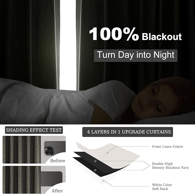 102 Inch Long Charcoal Gray Blackout Curtains - Image 6