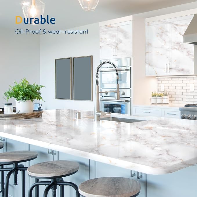 rabbitgoo Glossy Marble Contact Paper Peel and Stick Wallpaper 11.8" x 78.7" - Image 5