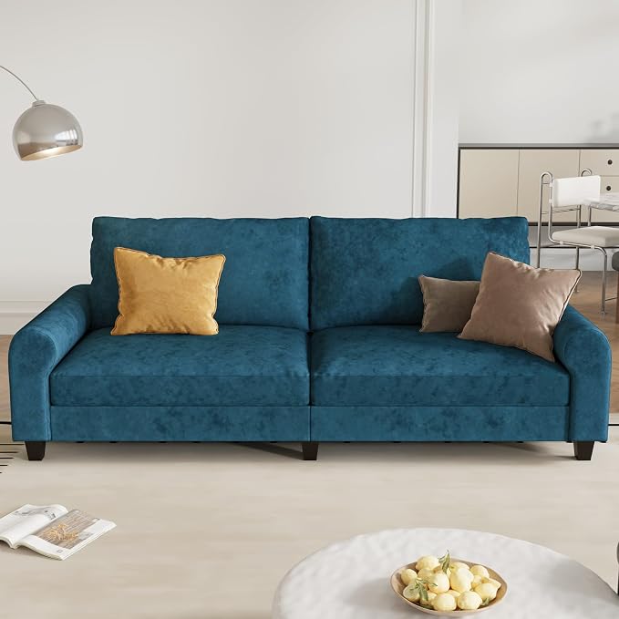 EASE MOOSE 88.5" Large Seat Velvet Loveseat Sofa, Soft Deep Seat Couches - Image 4
