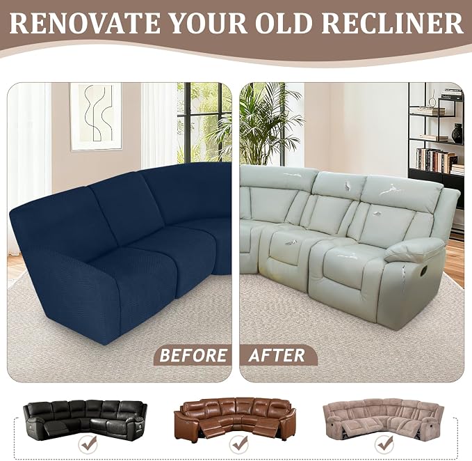 ALIECOM 100% Waterproof Recliner Sectional Couch Covers L Shape Stretch Corner - Image 7