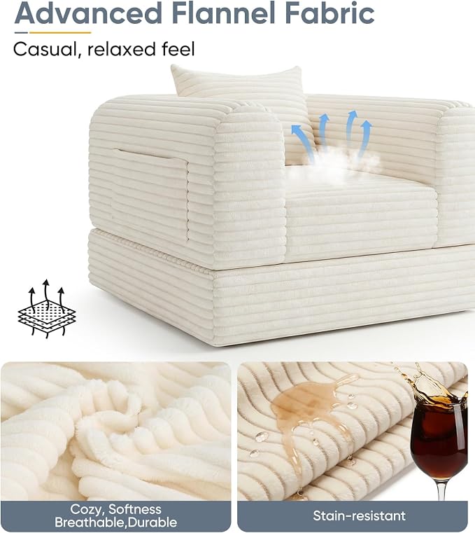 SYFERLORY Versatile 2 in1 Armchair Accent Chair Couch Convertible Boneless - Image 5