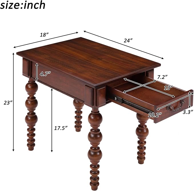 Retro Wooden Side End Table Vintage Nightstand Bedside Table - Image 2