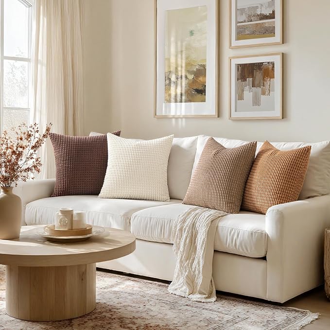 MIULEE Modern Farmhouse Decorative Lumbar Pillow Covers 20x20 Inch Set of 4 - Image 6