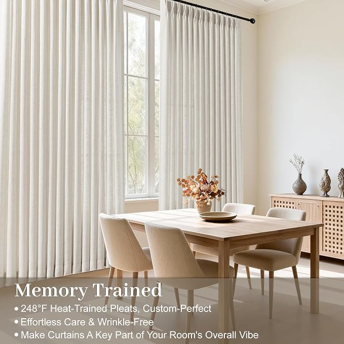 Pinch Pleated Linen Curtains 96 Inches Long - Image 3