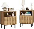 UEV Mid Century Modern Fluted Nightstand Set of 2, 2 Drawers End Table by YourHomeExcellentVendor