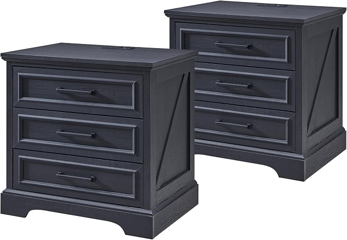ACCOHOHO Farmhouse Nightstands Set of 2, 22 Inch Wide End Table by ACCOHOHO