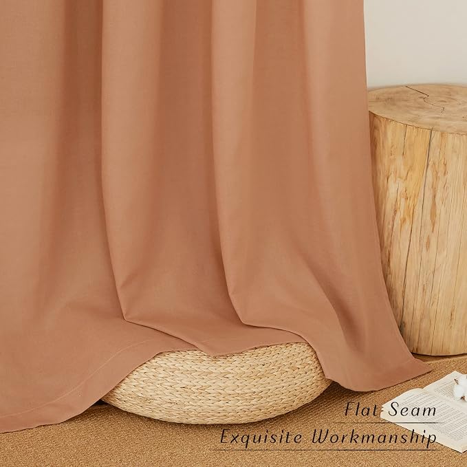 NICETOWN Linen Burnt Orange Curtains 90 inch Length 2 Panels, Grommet Privacy - Image 6