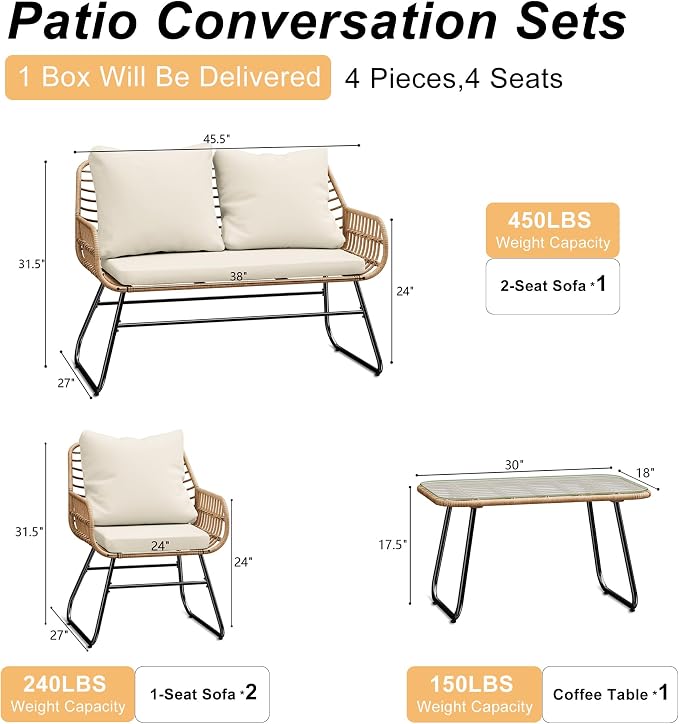 LEX CRAFT 4-Piece Outdoor Patio Furniture Set - Image 6
