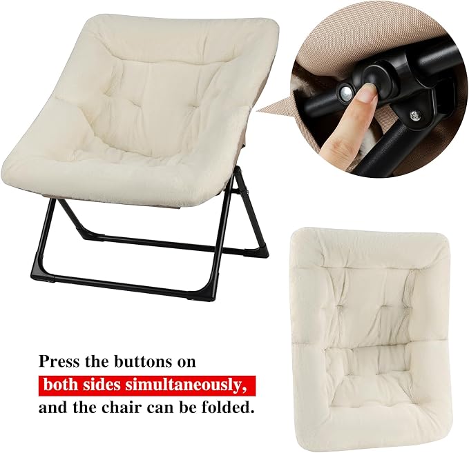 Comfy Saucer Chair for Adults, Soft Faux Fur Bedroom Chair, Accent Dorm Chairs - Image 8
