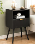 JOONEE Black Nightstand, Modern Bedside Table by JOONEE