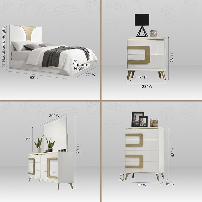 Kings Brand Furniture Claire 6-Piece King Size Bedroom Set - Image 6