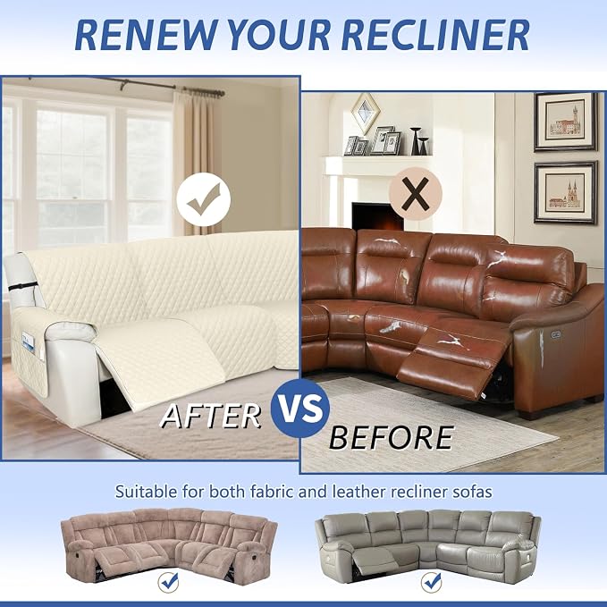 Arfntevss Recliner Sectional Couch Covers Waterproof L Shape Sofa Cover - Image 6