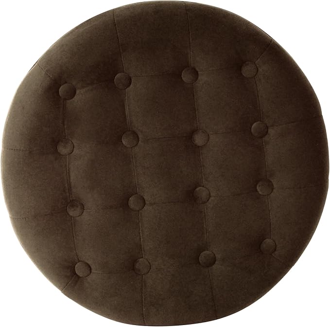 Homepop Home Decor | Upholstered Round Velvet Tufted Foot Rest Ottoman | Ottoman - Image 6