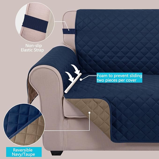 U-NICE HOME Loveseat Sofa Cover Reversible Couch Cover - Image 3