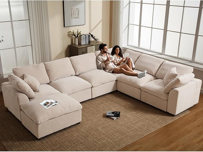 Oversized Modular Sectional Sofa Couch, Large 7 Seater Corner Sofa Modern U by VEPXXP