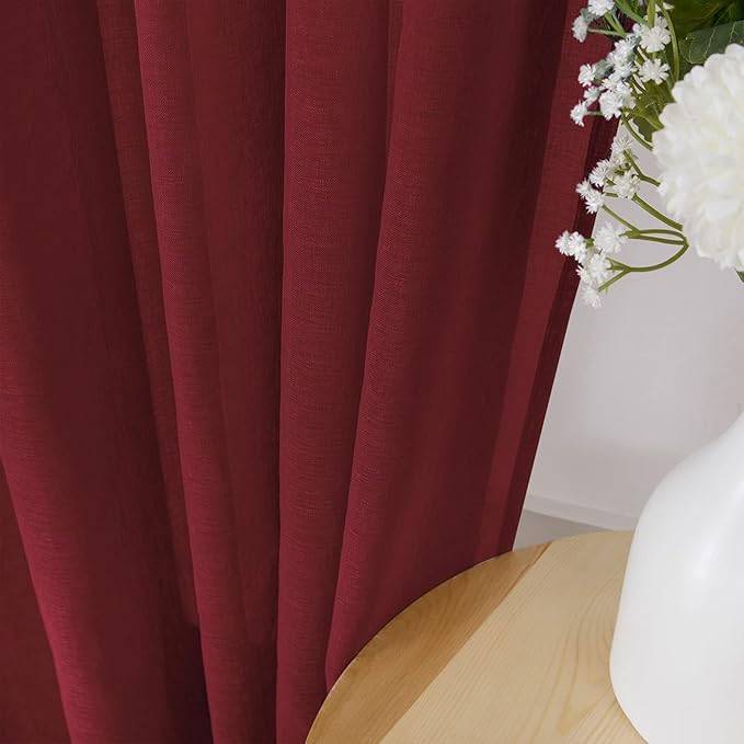 Tollpiz Sheer Curtains Linen Textured Living Room Curtain Sheers Light - Image 3