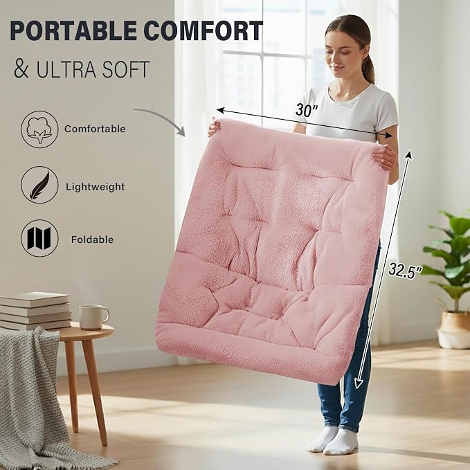 Tiita Comfy Folded Chair, Soft Faux Fur Oversized Folding Accent Chair - Image 7