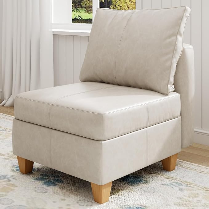 EASE MOOSE Middle Module Seat for Modular Sofa, Faux Leather Armless Chair by EASEMOOSE