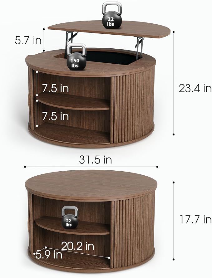 SULIVES Round Coffee Table - Image 2
