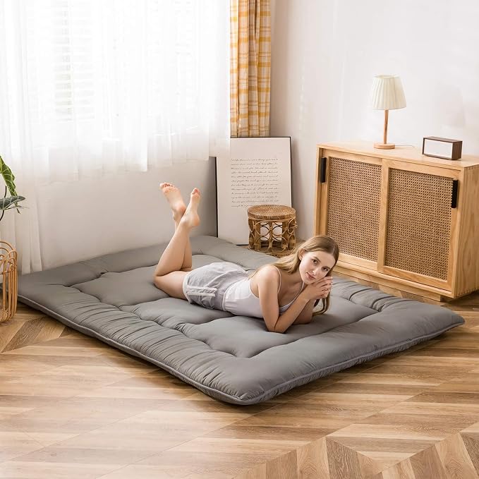 MAXYOYO Japanese Floor Mattress Futon Mattress, Charcoal Grey, Queen Size - Image 3