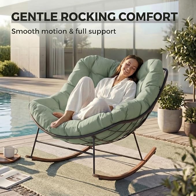Grand patio Outdoor Rocking Chair, E-Coated Modern Cozy Lounge Rocker Chair - Image 3