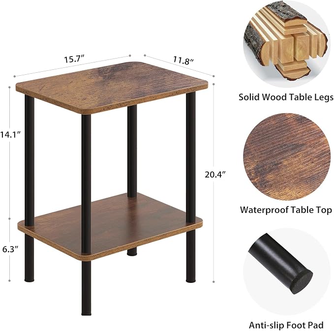 Apicizon 2 Tier End Table Set of 2, Small Side Table - Image 3