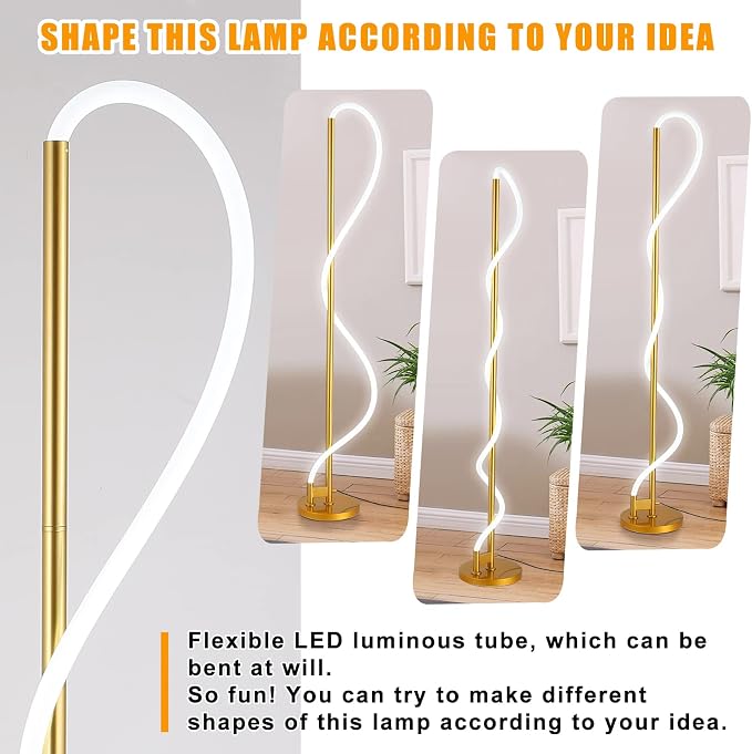 Modern LED Gold Floor Lamp, 3-Level Dimmable Flexible DIY Modeling Tall - Image 3
