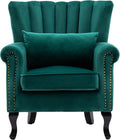 Mid Century Accent Chair Modern Tufted Wingback Armchairs Club Chair Velvet by DMFurniture