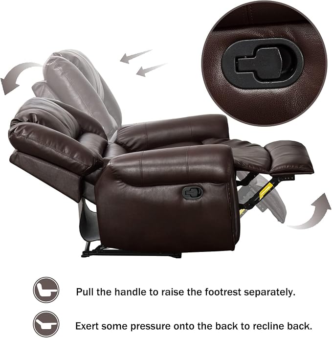 CANMOV Leather Recliner Chair Set of 2, Classic and Traditional Manual Recliner - Image 6
