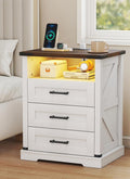Turosur Night Stand with Charging Station 22" Large Farmhouse Nightstands with by Turosur