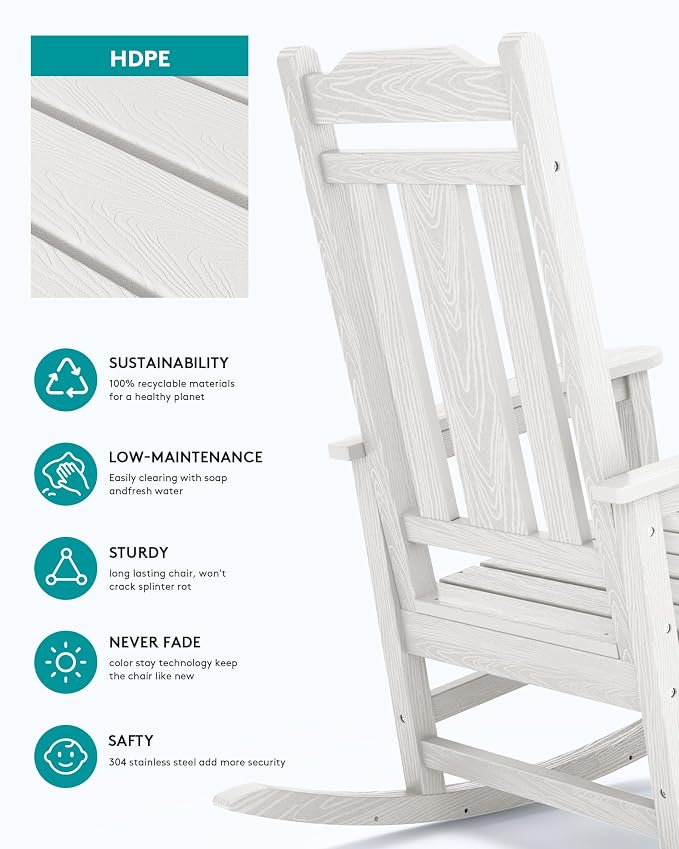 SERWALL HDPE Outdoor Rocking Chair - Image 6