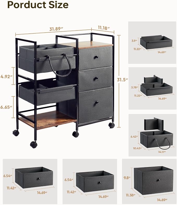 2-in-1 Baby Diaper Caddy Organizer and Storage-3 Tier Rolling Baby Cart - Image 2