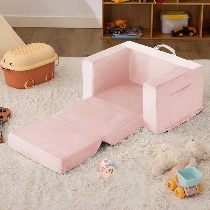 Kids Couch, 2-in-1 Toddler Chair Comfy 1-3 Years, Convertible Kids Chair - Image 7