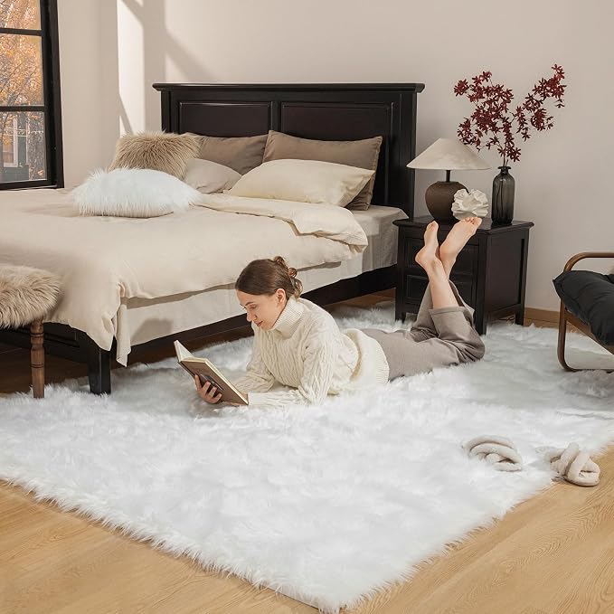 Ashler faux fur rug, Fluffy Shaggy Area Rug Ultra Soft 3 x 5 Feet Rectangle Fur - Image 2