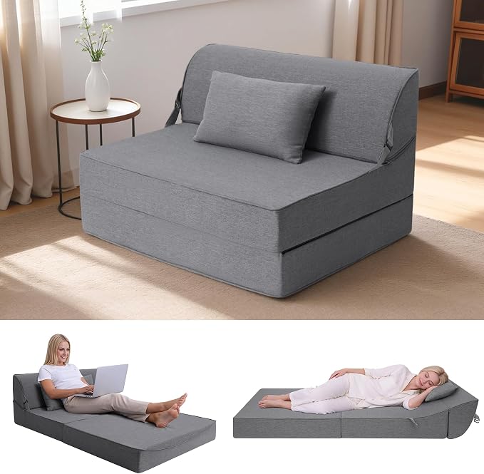 BeBen Folding Sofa Bed Chair, Convertible Sleeper Chair Futon Couch, Foldable by BeBen