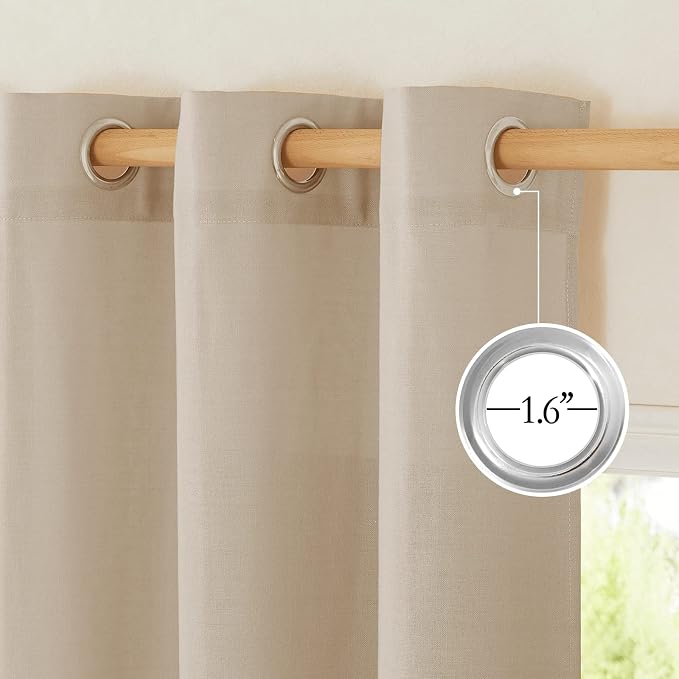 NICETOWN Taupe Linen Kitchen Window Curtains Over Sink, Grommet Thick Linen - Image 5
