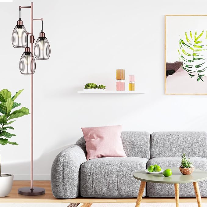 Dimmable Floor Lamp, 3 x 800LM LED Edison Bulbs Included, Farmhouse Industrial - Image 4