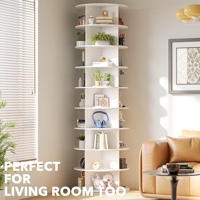 SpaceAid 9 Tier Rotating Shoe Rack Tower, Spinning Shoe Display Lazy Susan - Image 6