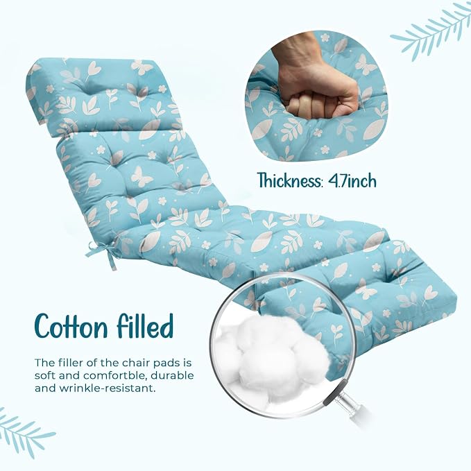 2 Pcs Outdoor Chaise Lounge Chair Cushion 75.1 x 22.8 x 4.7 Inches 100% - Image 5