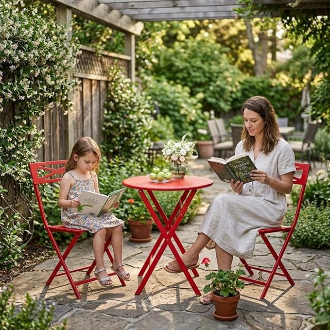 GarveeLife 3 Piece Patio Bistro Set, New Iron Outdoor Furniture Set, Metal - Image 8