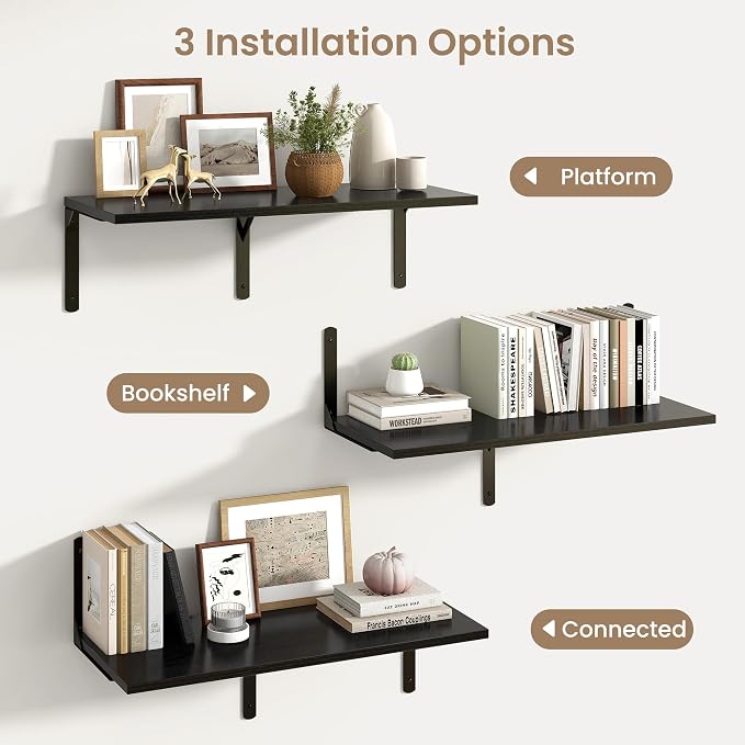 Fun Memories Floating Shelves for Wall, 12 Inch Deep Floating Shelves Set of 2 - Image 6
