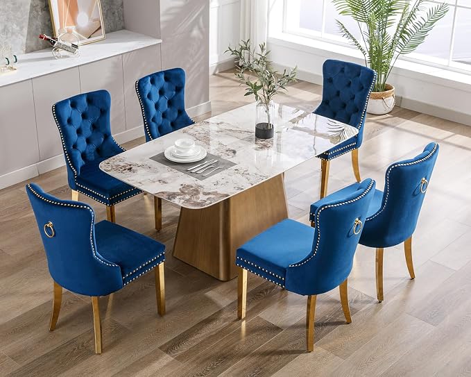 KCC Velvet Dining Chairs Set of 2, Upholstered High-end Tufted Dining Chair - Image 8