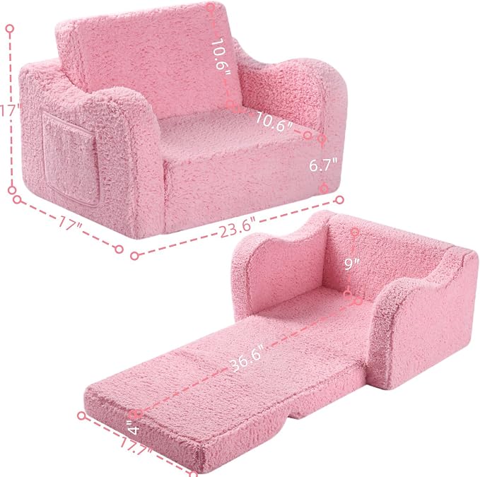 MOMCAYWEX Kids Sofa, 2-in-1 Flip-Out Foam Couch - Image 3