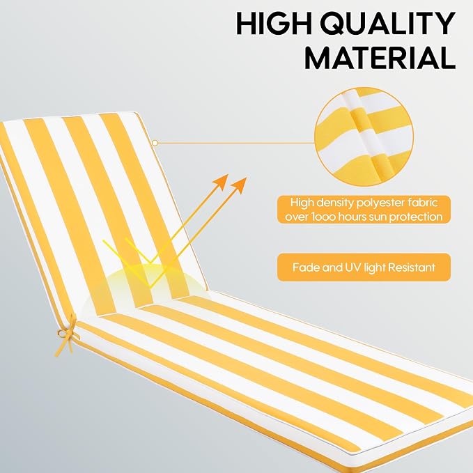 Only choice Chaise Lounge Cushions Outdoor, Fade & Water Resistant Patio Lounge - Image 5