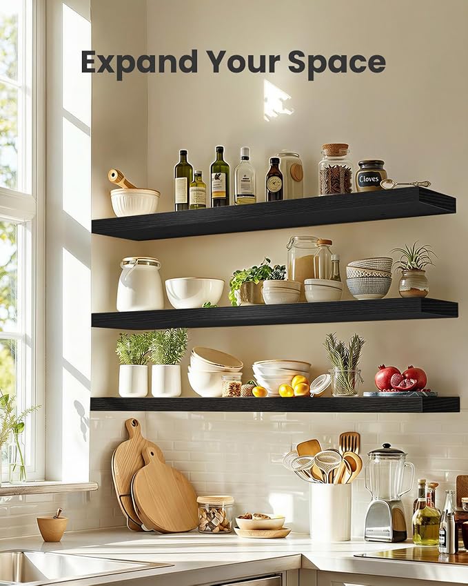 AMADA HOMEFURNISHING 47.2" L Floating Shelves, Wall Shelves Set of 3 - Image 3