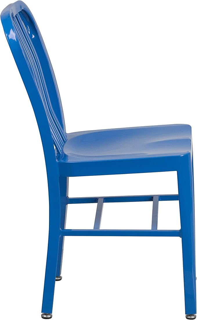 Flash Furniture Gael Commercial Grade 2 Pack Blue Metal Indoor-Outdoor Chair - Image 9