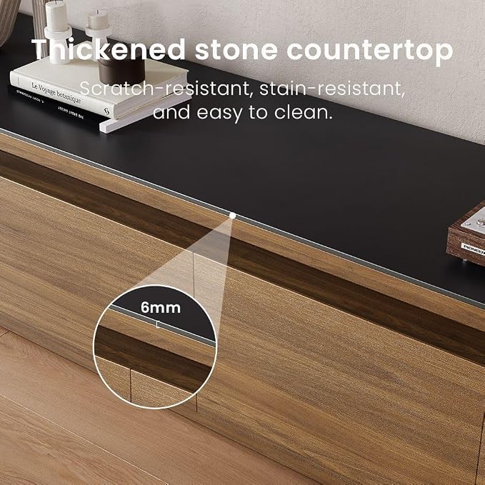 POVISON Fully Assembled 79" Mid-Century Modern TV Stand - Image 3