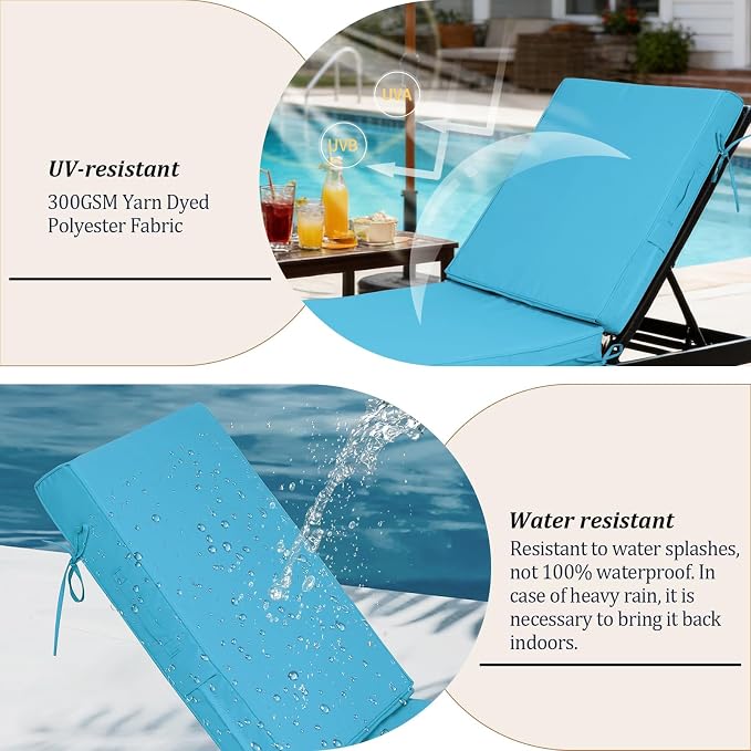 80x26x4in Lounge Cushions for Outdoor Furniture, Outdoor Lounge Chair Cushions - Image 5