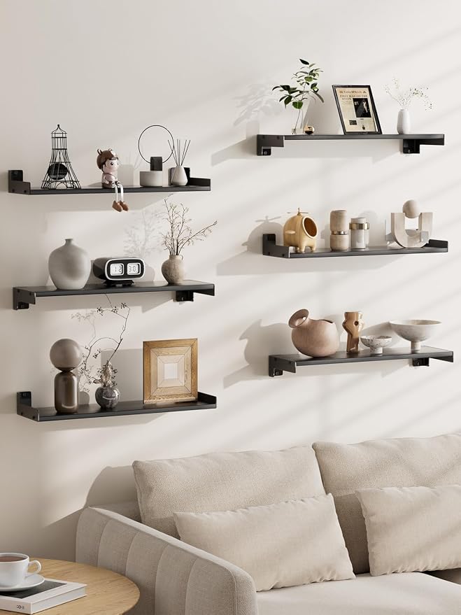 Floating Shelves for Wall, Shelves for Decor Storage Set of 6, Wall Mounted - Image 4